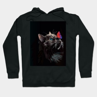 Cat and Butterfly Vektor Design Hoodie